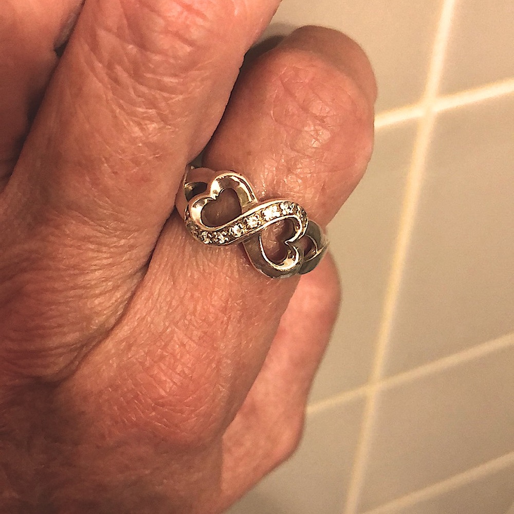 Tiffany & Co Sterling Infinity Hearts Diamond Ring 8.75